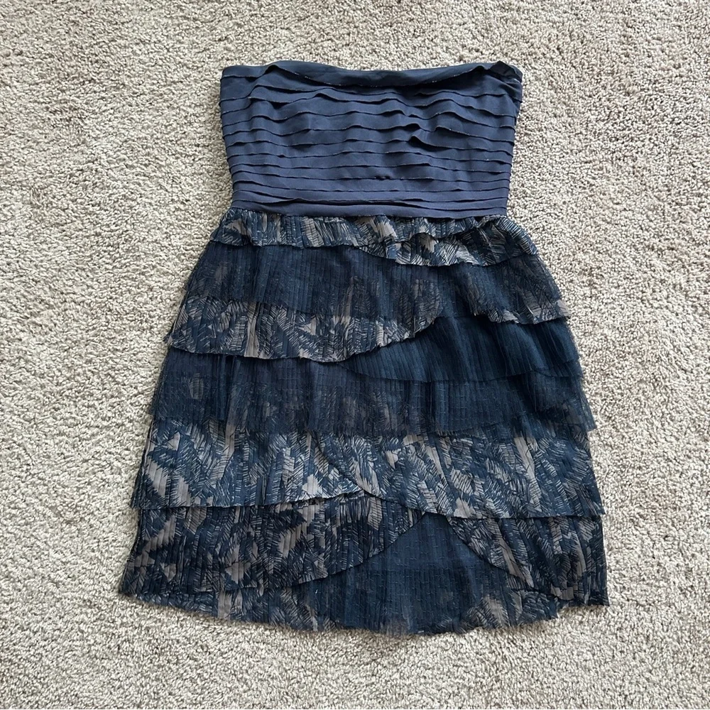 MM Couture by Miss Me Blue Tan Strapless Mini Dress NWT Size Large